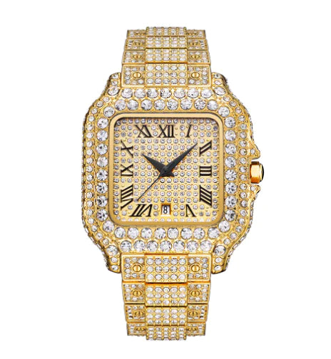 Iced Moissanite Bust Down Watch - Unisex Hip Hop Style