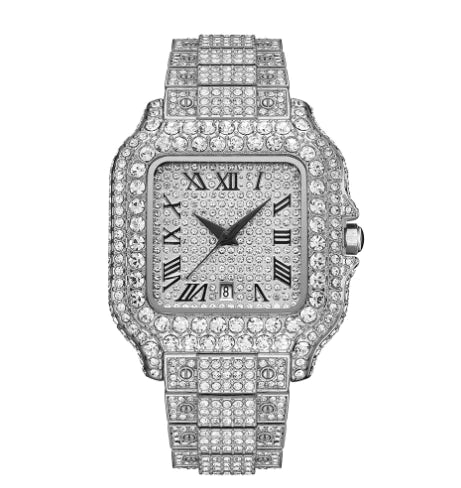Iced Moissanite Bust Down Watch - Unisex Hip Hop Style